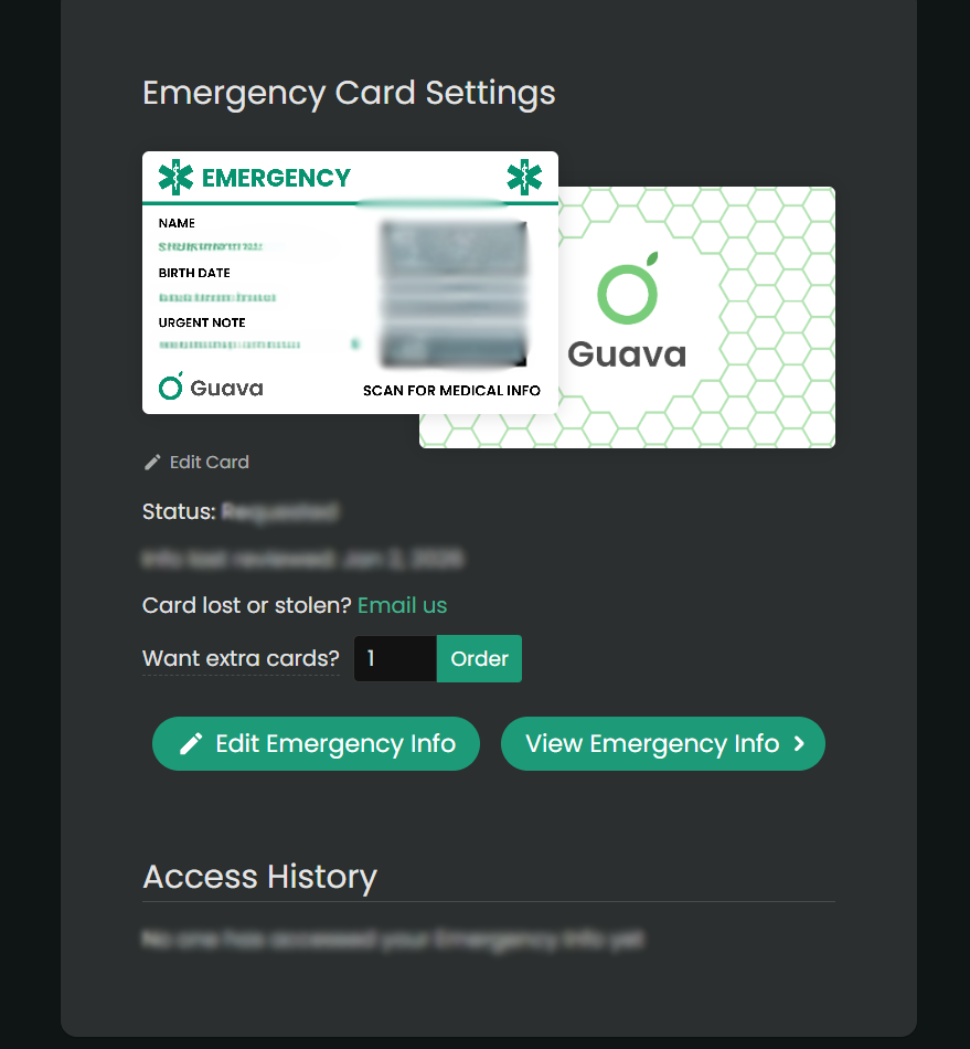 Image of the Guava Health Emergency Card