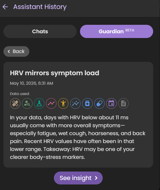 Guava Guardian (beta) note about HRV